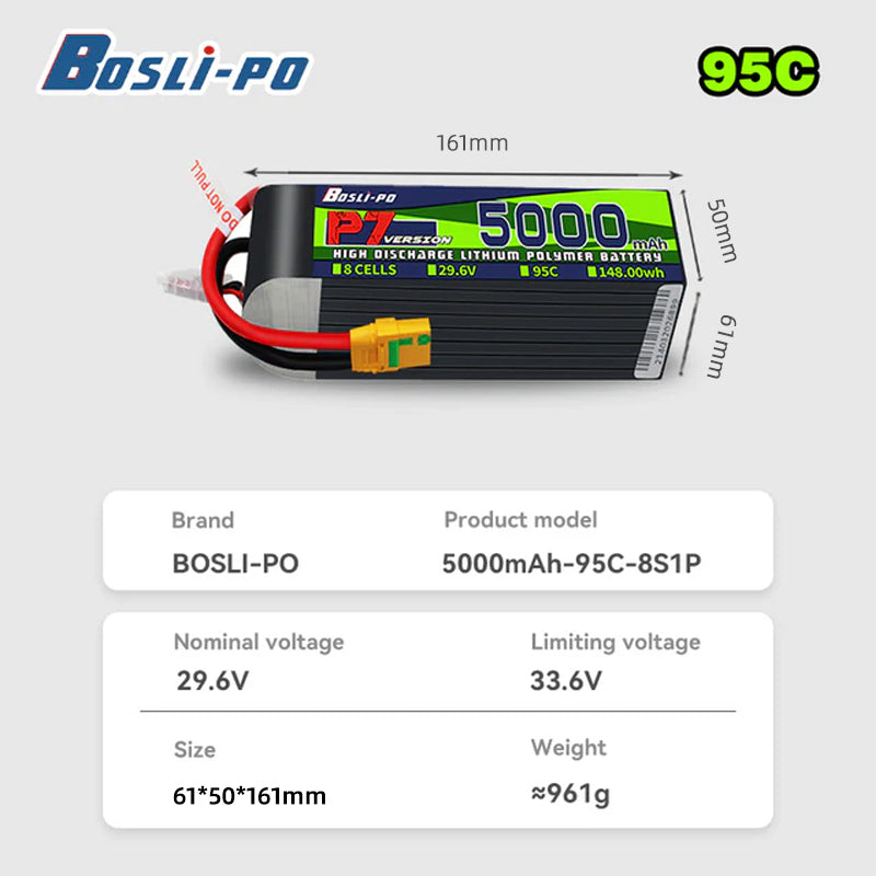 Boslipo P7 Version 5000mAh 95C - Drone Battery 6S recension och pris